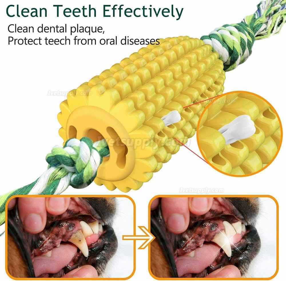 Dog Chew Toys Pets Toothbrush Toys Corn Teething Cleaning Dental Rope Toys